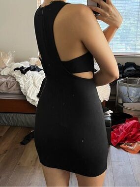 Vintage Armani Exchange Black Jersey Halter Cutout Mini Dress